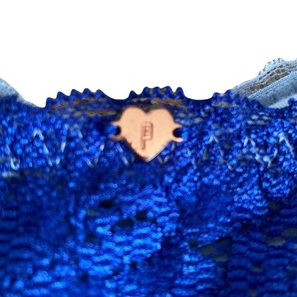 PINK Victoria Secret Lace Lined Multi Blue Bandeau Bra Size Small - Picture 4 of 7